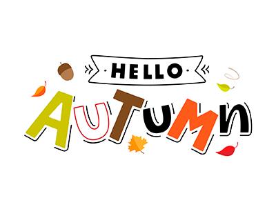 Hello Autumn acorn autumn calligraphy color font hand lettering hello maple leaf typography