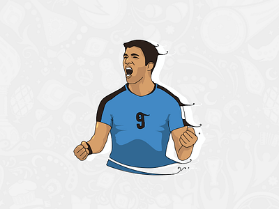 Luis Suarez cup football illustration world