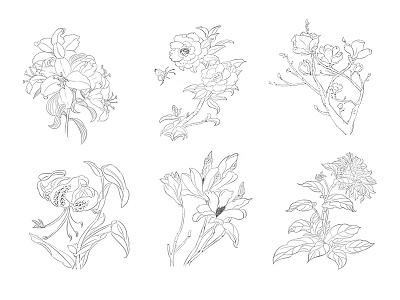 flower sketch design gameui logo ui