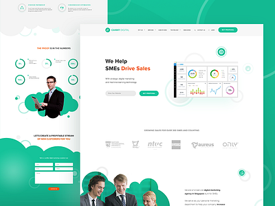 Website for a Digital Agency agency circle design flat form green infograhic minimalism smm ui web website