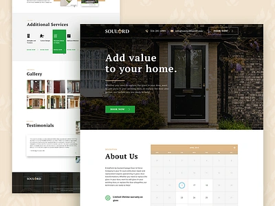 Landing Page for a Door Replacement Company brown design door flat green landing landing page landing page design landingpage minimalism ui uidesign ux uxdesign uxui web website wood