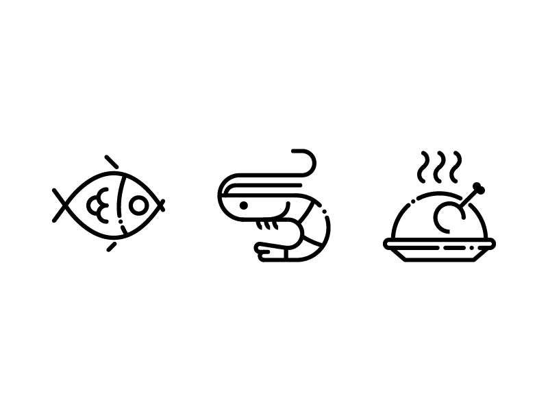 Food - Lipo Outline Icon Set outline prawn chicken fish icons icon set icon eat food