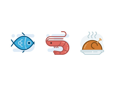 Food- Lipo Filled Icon Set chicken eat fish food icon icon set icons outline prawn