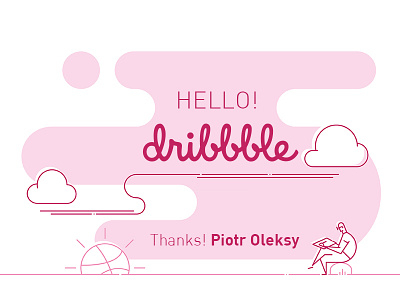 Hello Dribbble! drawing dribble hello sunrise