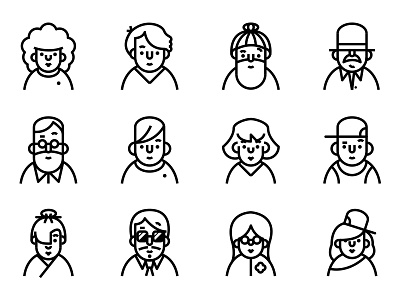 Profile - Lipo Outline Icon Set character faces people profile user