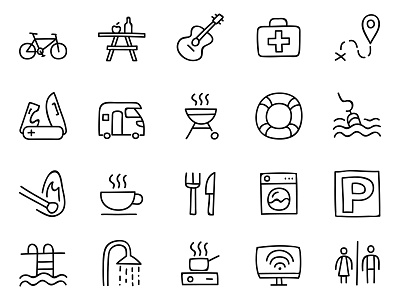 Doodle icon set camping doodle handdrawn icon icons nature