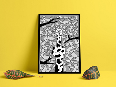 Giraffe 🦒 abstract doodle geometric illustration lines poster