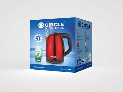 Circle Electric Kettle Box Design. graphic design