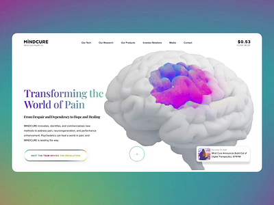 Web Design for MINDCURE Health 3d animation brain brand branding future health illustration innovation motion neural neuralink science ui visual visual art
