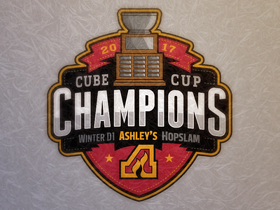 Cube Cup Champions ashleys badge championship hockey jersey logo patch trophy