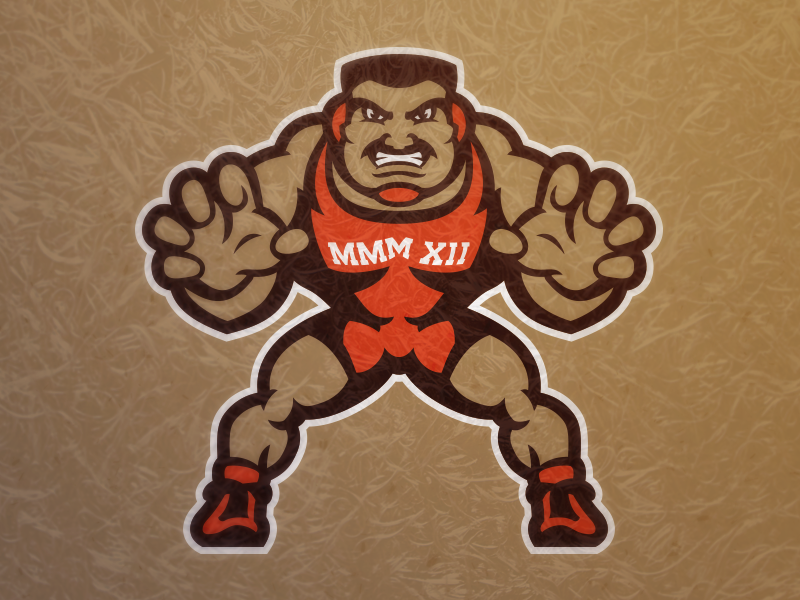 MMM XII sports athletics mascot event logo wrestling