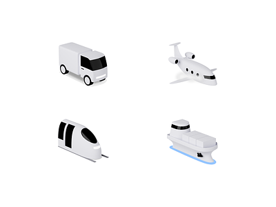 3D models 3d air blender car container delivery icon illustration parcel plane ship train vehicle