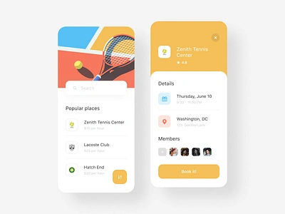 Tennis app ball clean color concept design illustration interaction interface ios minimal mobile simple tennis typography ui uiux ux