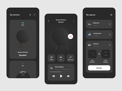 Sound control app clean color concept connect control design interaction interface ios minimal mobile simple smart sound speaker typography ui uiux ux