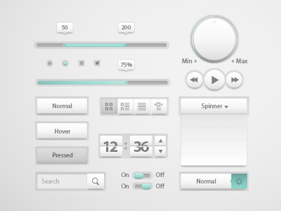 Anwar Ui Kit button checkbox controls player progress bar radiobutton search spiner ui kit