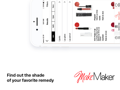 MakeMaker app cosmetic ios iphone light makemaker makeup minimal red tags white