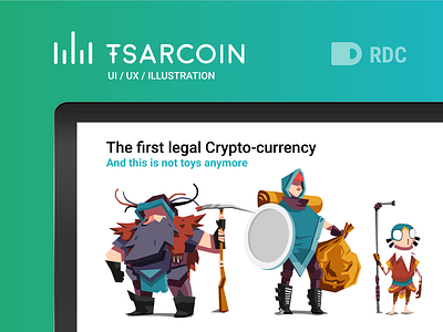 TSARCOIN bitcoin cartoon crypto currency green illustration landing page minimal tsarcoin