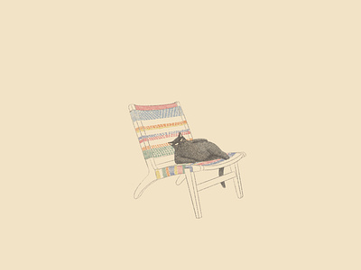 Danaë cat chair color fat cat illustration illustrator pancil procreate