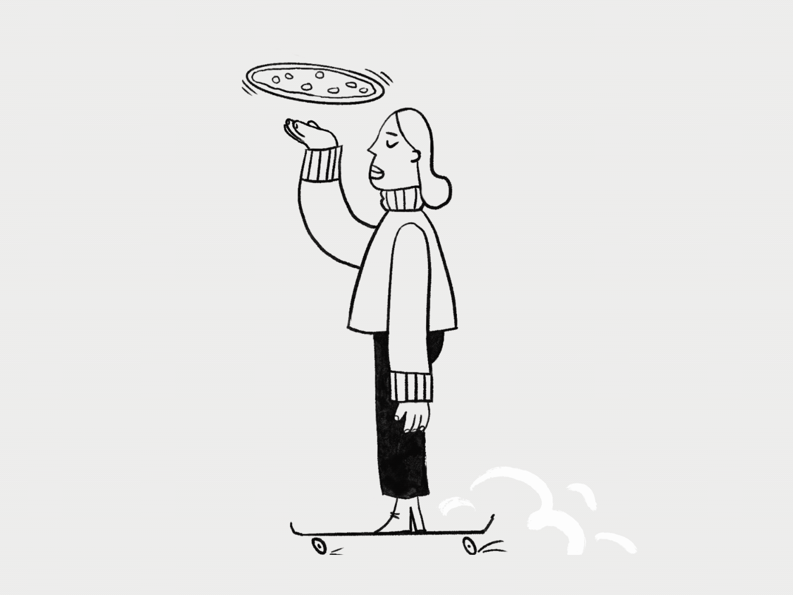 Pizza animation illustration illustrator line pizza skate
