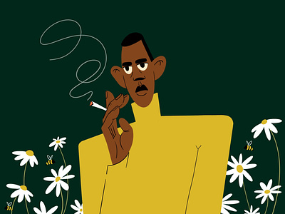 Yellow sweater character color flowers green illustration man people procreate yellow