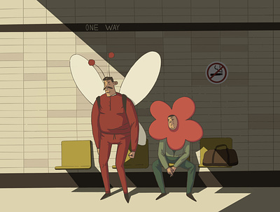 Unsuccessful flight butterfly color flower fly illustration illustrator procreate underground