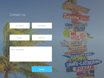 Travel Website contact page gradient ui ux webpage