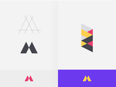 Letter "M" logo Study app branding color color scheme design flat high contrast icon lettering light theme linework logo m minimal simple typography ui vector web