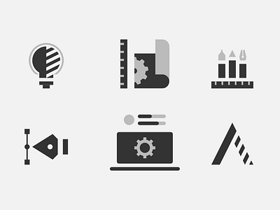 Draft Icons branding cartoon cog duotone flat icon iconography lightbulb paper pen simple vector vectorart