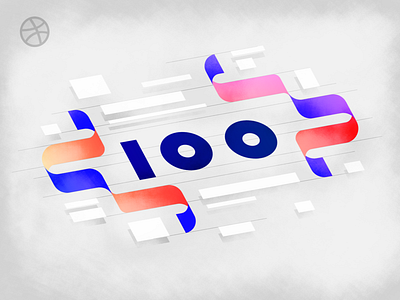 100 FOLLOWERS! branding color design flat illustration minimal pastel simple typography vector