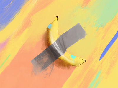 Banana Art banana color fine art flat funny illustration painting poster procreate procreate art simple