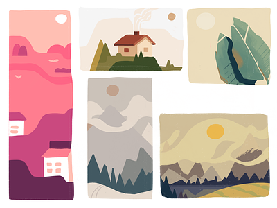 Color Scheming for Postcards (Work In Progress) color colourful design graphics mountain rustic schemes