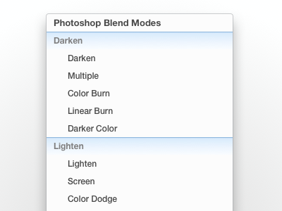 Photoshop Blend Modes - Menu Cheat Guide