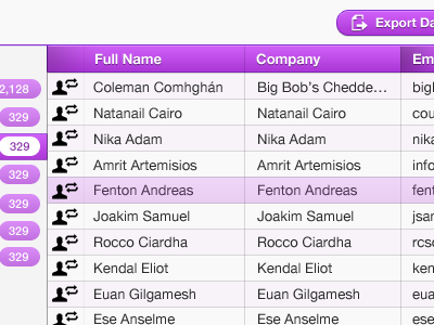 Purple Data Table by Court Kizer on Dribbble