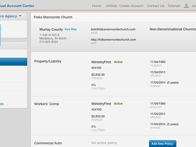 Account Center account admin database web app