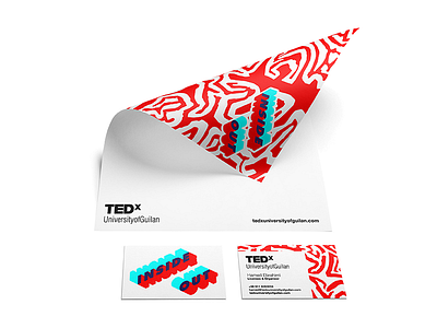 TEDx UniversityofGuilan Stationery Design brain logo minimal red stationery ted tedx visit card