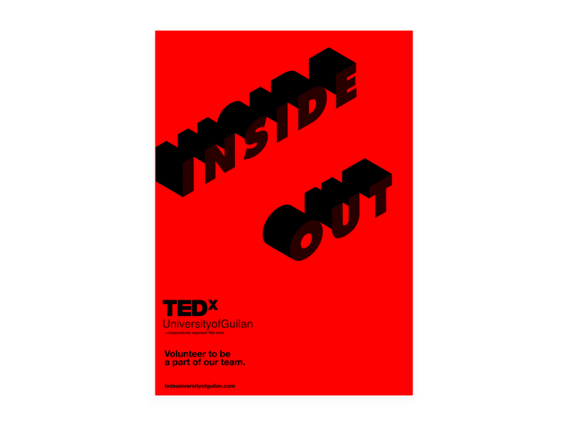 TEDx UniversityofGuilan - Interactive Poster Design brain cyan logo logo type poster red ted tedx type vector