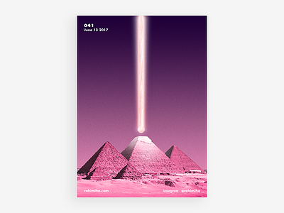 Day 041 daily egypt gradient graphic design laser light pink poster pyramid