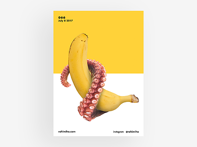 Day 066 banana daily graphic design octopus poster yellow