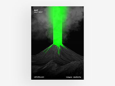 Day 067 black clouds daily graphic design green poster volcano