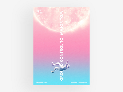 Day 069 - Space Oddity astronaut blackstar blue daily falling gradient graphic design pink poster space oddity sun vector