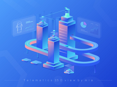 Telematics 2.5d illustration 2.5d car design illustration telematics