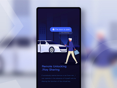 Remote Unlocking Key Sharing app blue car illustration ios key sharing key sharing remote unlocking remote unlocking telematics ui