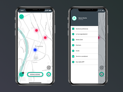 Lateral Menu and Map concept flat gradient interaction lateral map menu ui ux
