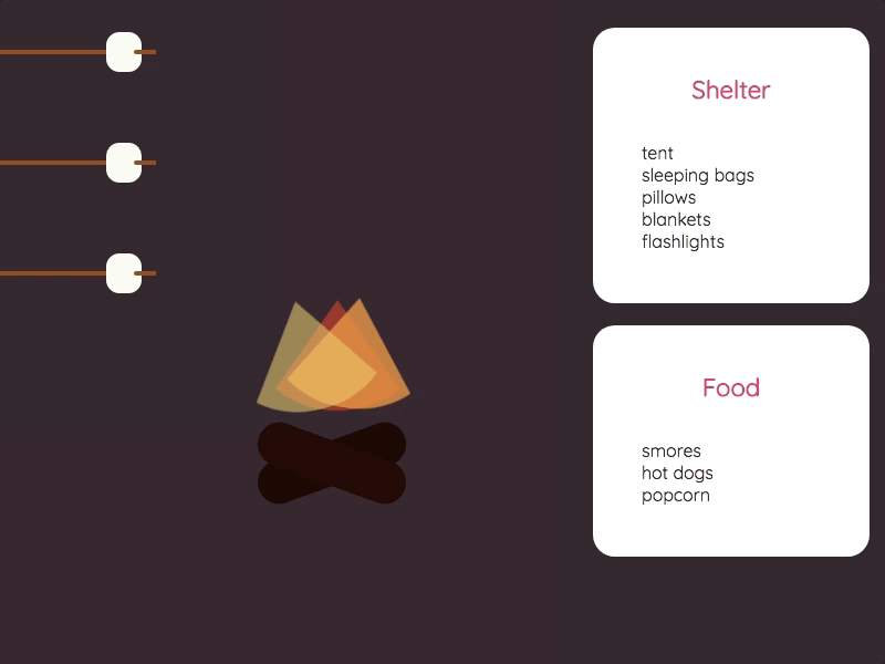 CSS animation campfire by Bridgette Rue on Dribbble