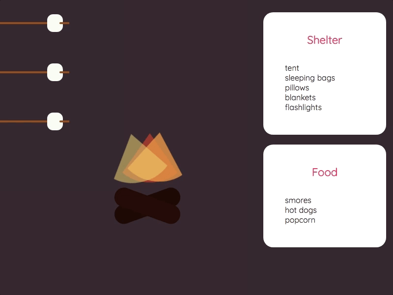 CSS animation campfire animation campfire camping css css animation gif layout navigation