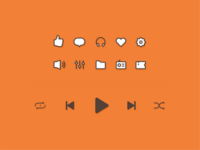 Music Icons design flat heart icon illustration music app play ui vector