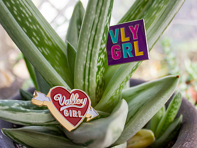 VLY GRL Enamel Pins alisa damaso design enamel pins illustration pin game pins product design valley girl vly grl