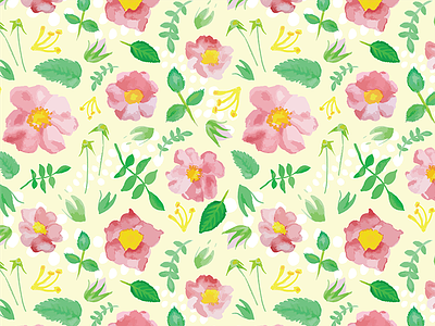 California Rose Pattern 100 day project flowers graphic design illustration surface design watercolor watercolor patterns