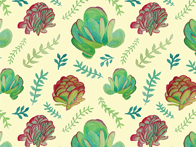 Paddle Plant Pattern illustration paddle plant pattern pattern design succulents succulents pattern surface design watercolor watercolor pattern