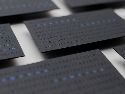 CS Business Card binary black blue business card decoding foil stamping print